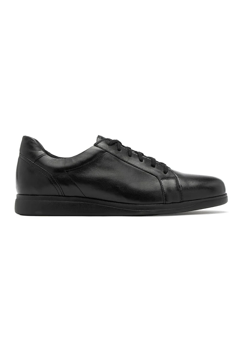 Pantofi sport de piele cu model uni, Negru