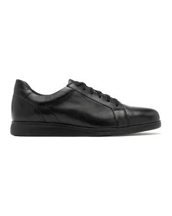 Pantofi sport de piele cu model uni, Negru