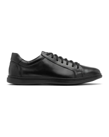 Pantofi sport de piele cu model uni, Negru