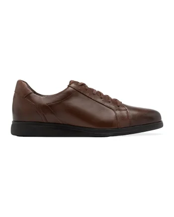 Pantofi sport de piele cu model uni, Maro cognac