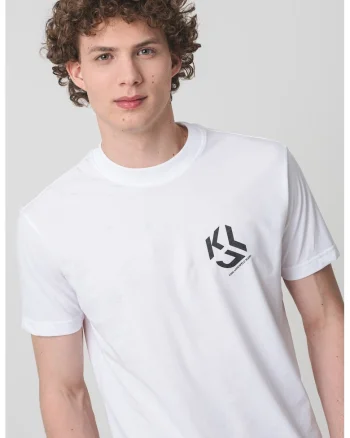 Tricou din amestec de bumbac organic cu logo pe piept, Negru/Alb optic