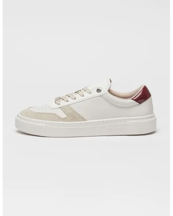 Pantofi sport cu sireturi si insertii din piele intoarsa Cupsole, Gri deschis/Alb murdar/Violet pruna