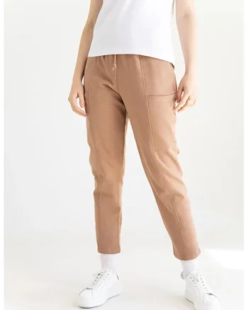 Pantaloni lungi cu buzunare din bumbac pentru dame