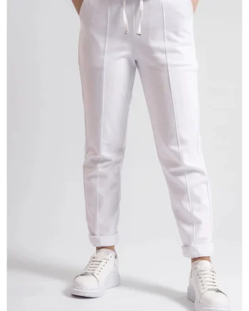Pantaloni din bumbac pentru dame, Alb