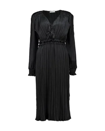 Rochie midi plisata de satin, Negru