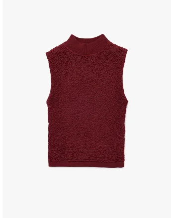 Bluza texturata cu guler inalt, Visiniu