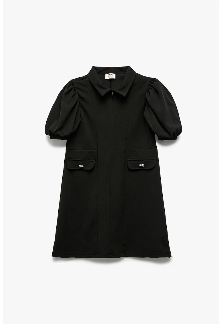 Rochie cu maneci scurte bufante, Negru