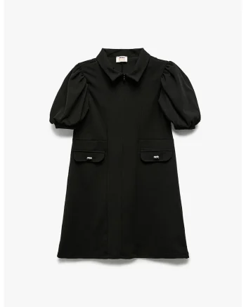 Rochie cu maneci scurte bufante, Negru