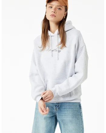 Hanorac regular fit cu model text, Gri deschis melange/Argintiu