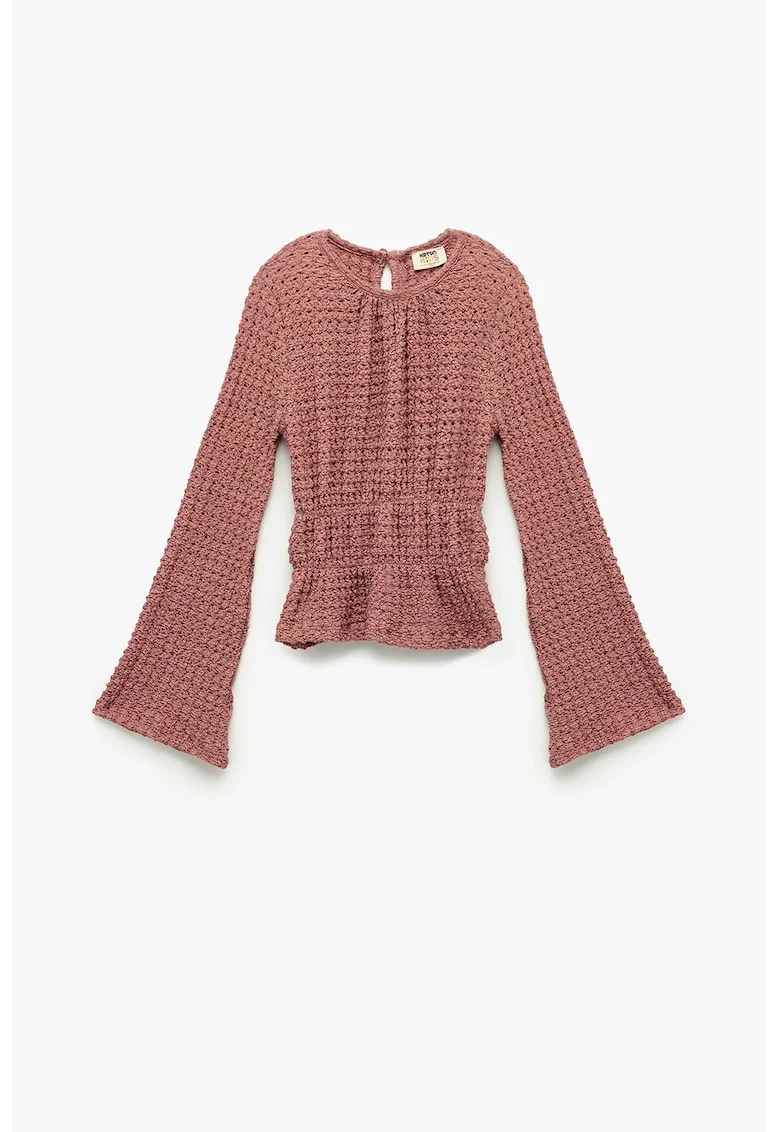 Bluza crosetata cu decolteu la baza gatului, Rosu stins