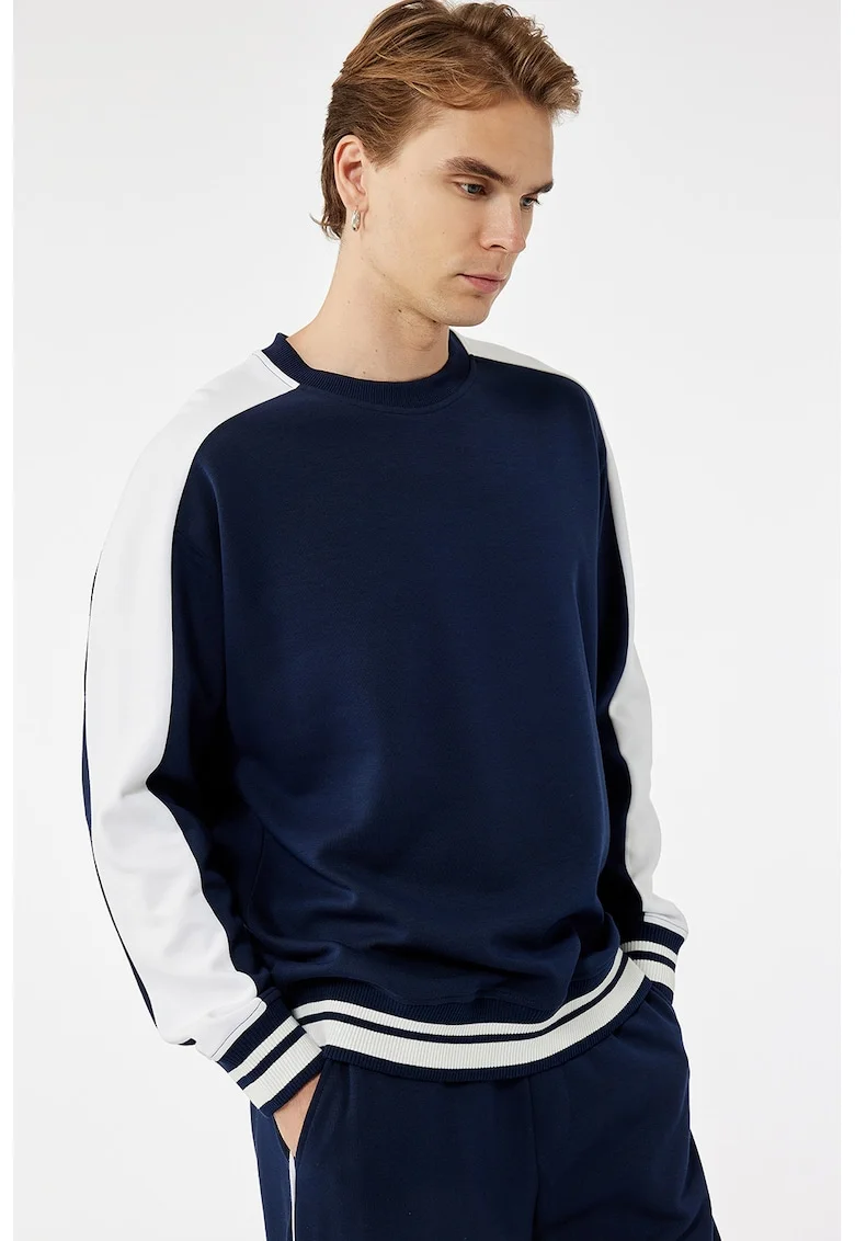 Bluza de trening cu decolteu la baza gatului, Albastru indigo