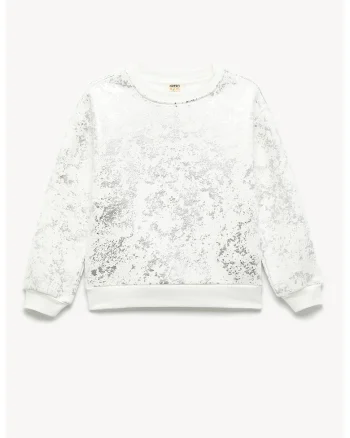 Bluza de trening cu imprimeu abstract, Alb/Gri