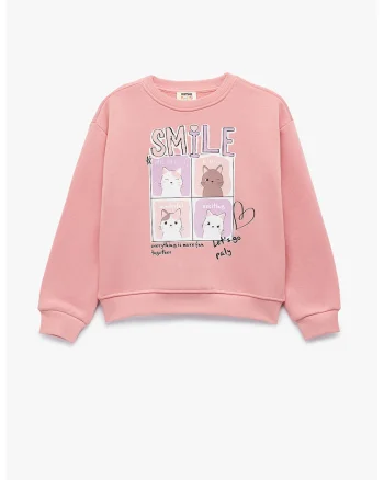 Bluza de trening cu imprimeu grafic, Roz pastel
