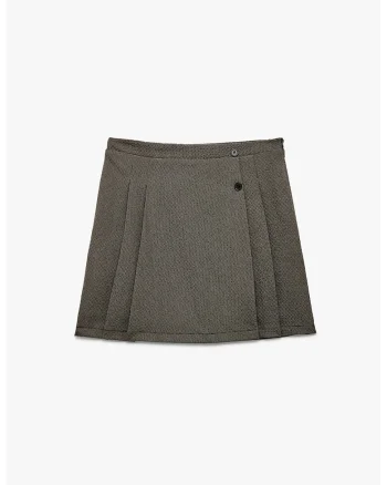 Fusta mini plisata, Negru/Crem