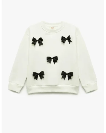 Bluza de trening cu funde, Alb/Negru