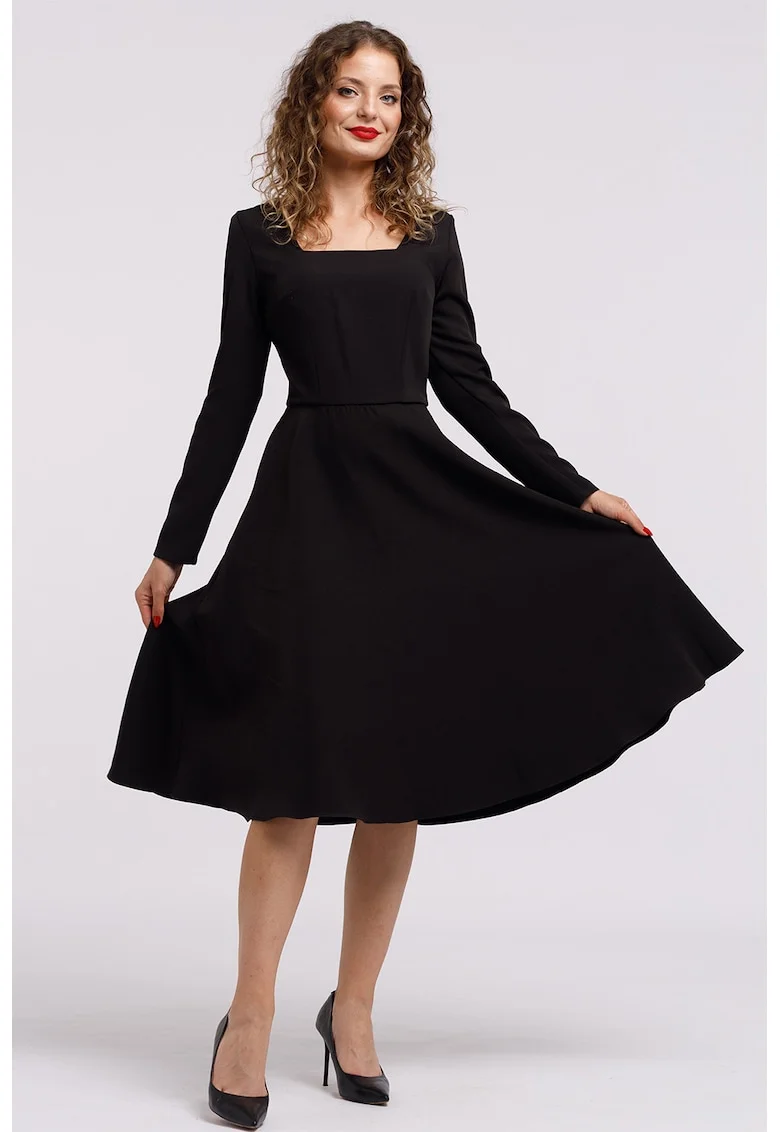 Rochie midi evazata, Negru