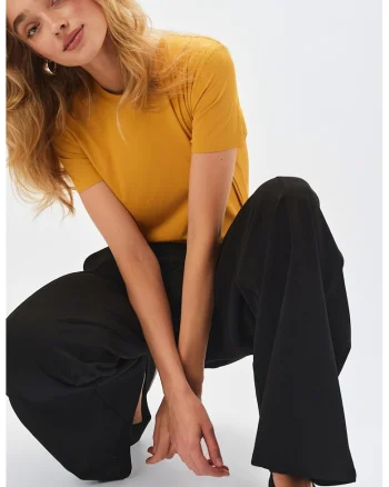 Tricou din bumbac cu maneci scurte, Galben sofran