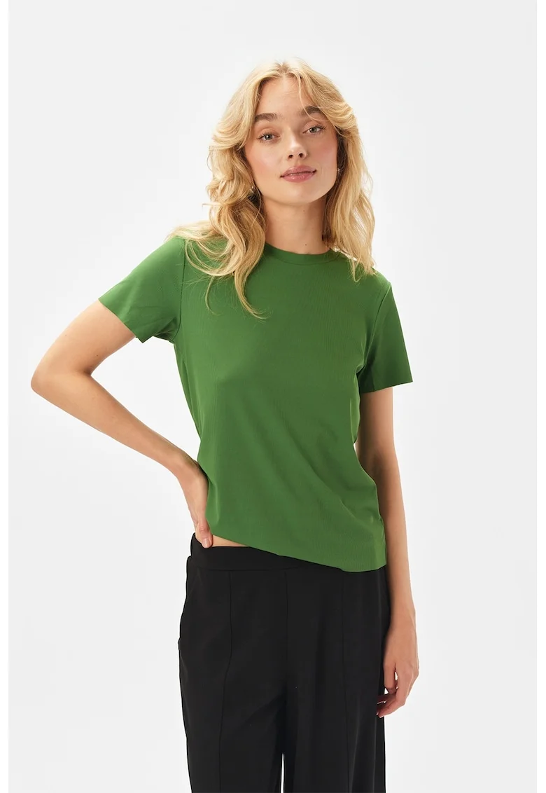 Tricou din bumbac cu maneci scurte, Verde feriga