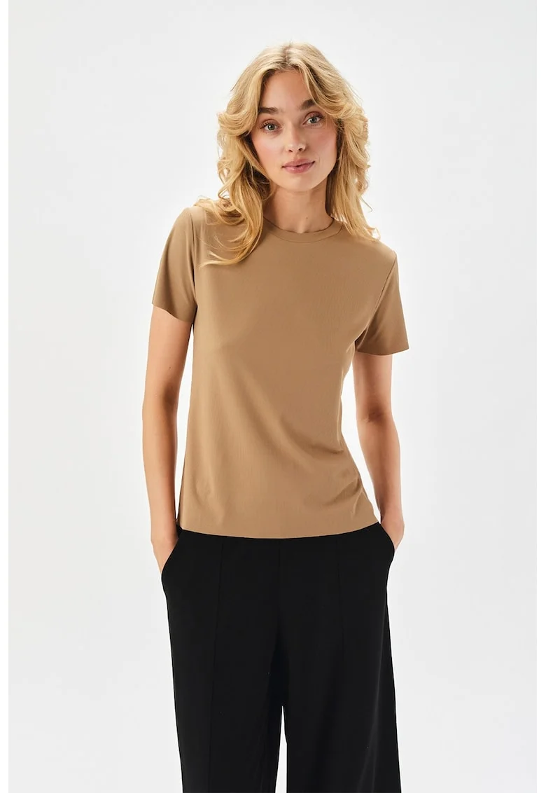 Tricou din bumbac cu maneci scurte, Maro nisip