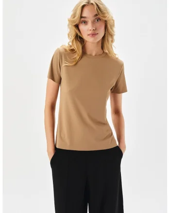 Tricou din bumbac cu maneci scurte, Maro nisip