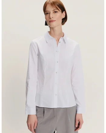 Camasa slim fit din amestec de bumbac, Alb optic