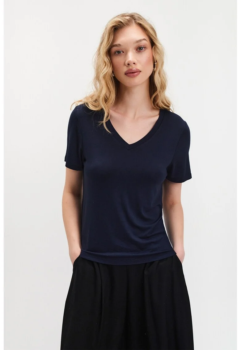 Tricou cu model geometric, Bleumarin