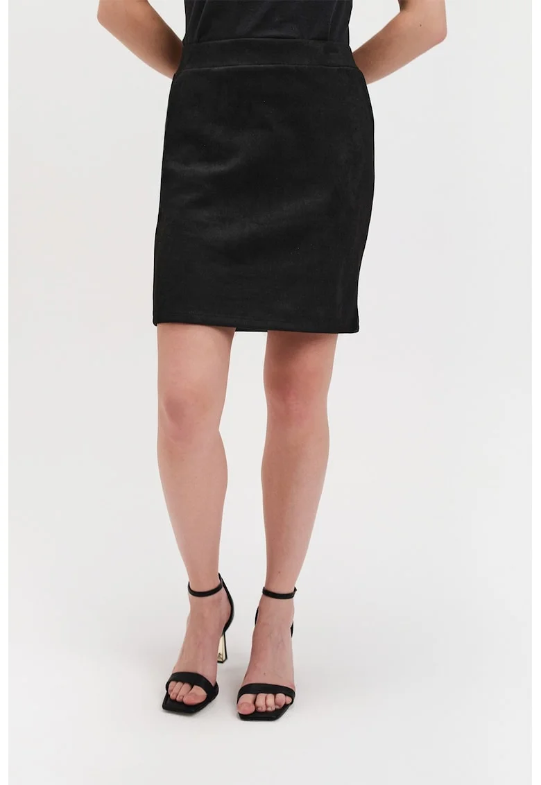 Fusta mini catifelata, Negru
