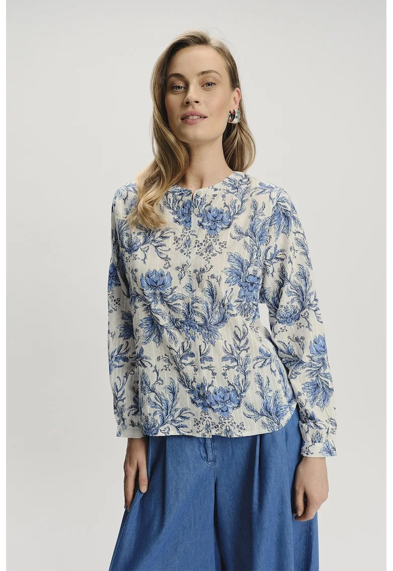 Bluza regular fit cu imprimeu floral, Albastru lavanda/Alb murdar