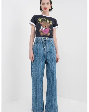 Tricou de bumbac cu imprimeu cu ursulet, Maro/Roz zmeuriu/Gri antracit