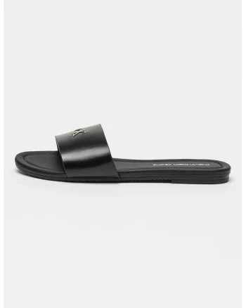 Papuci cu monograma metalica, Negru