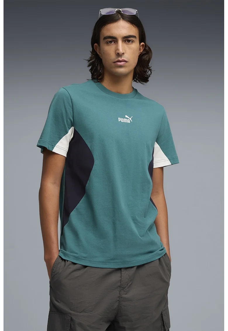Tricou cu logo ESS BLOCK, Alb, Verde persan, Bleumarin,