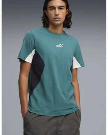 Tricou cu logo ESS BLOCK, Alb, Verde persan, Bleumarin,