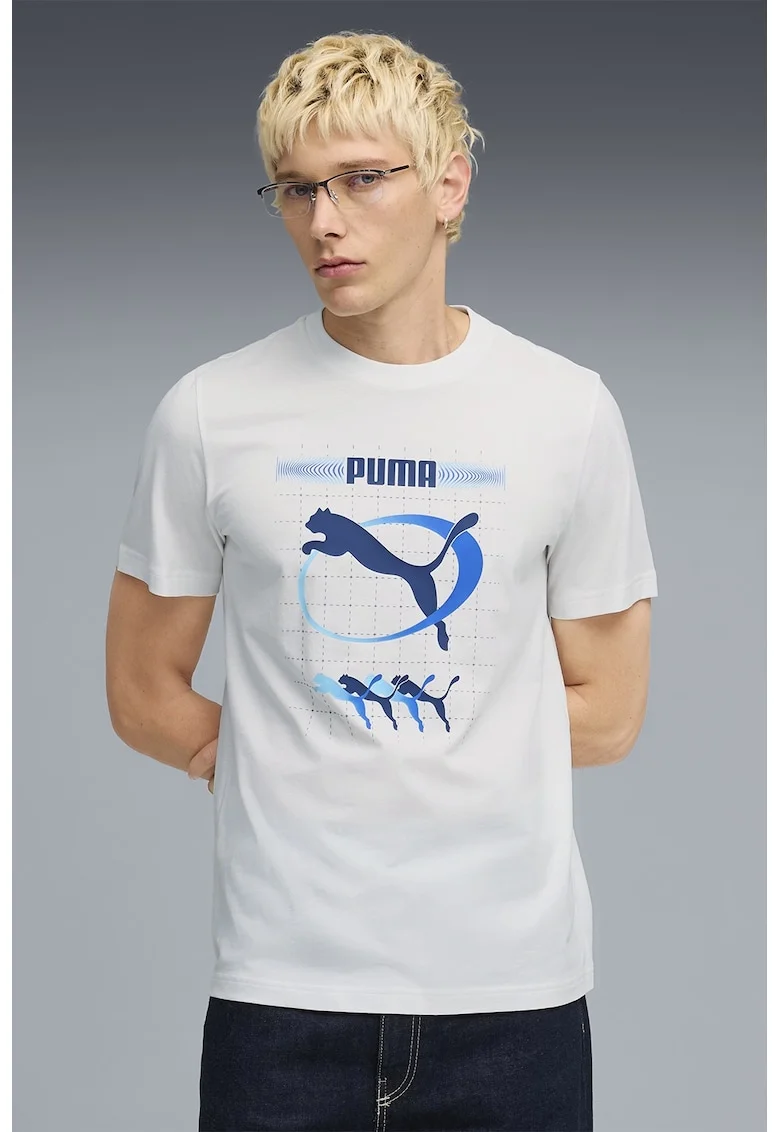Tricou cu decolteu la baza gatului si imprimeu logo Execution