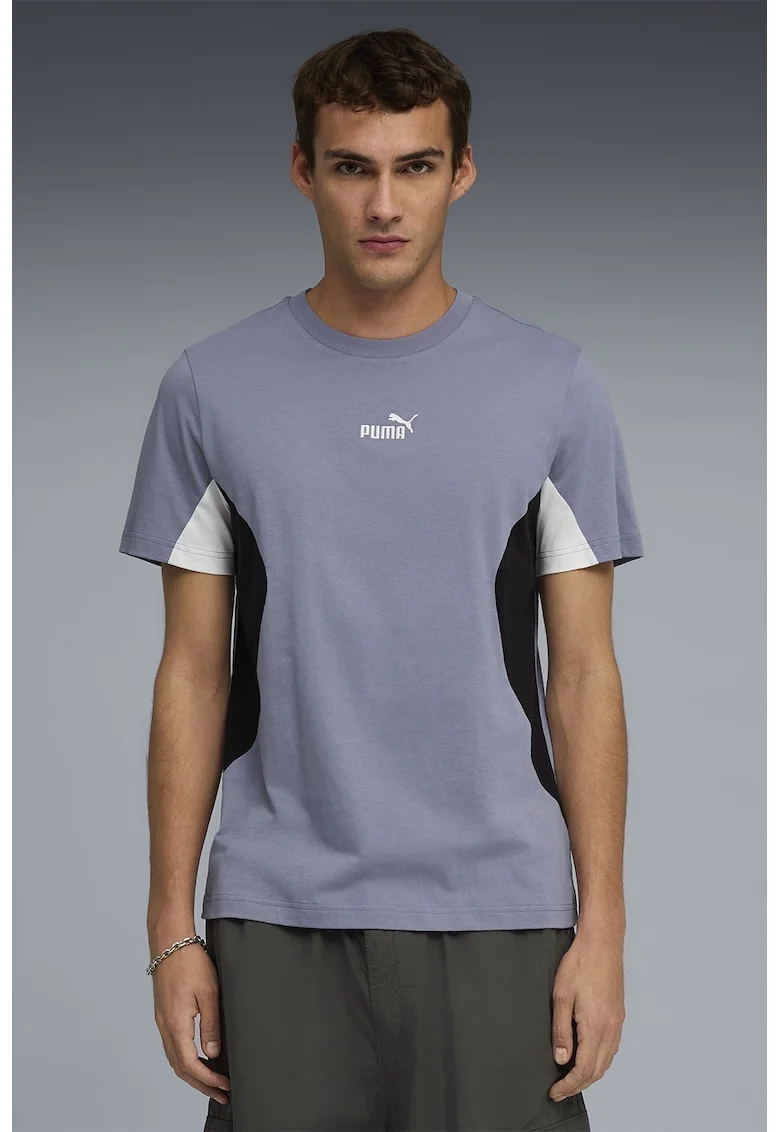 Tricou cu logo ESS BLOCK, Alb, Albastru pastel, Negru,