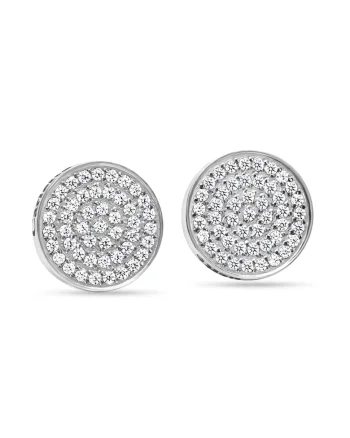 Cercei din otel inoxidabil hipoalergenic decorati cu pietre zirconia, placati cu rodiu Irresistible