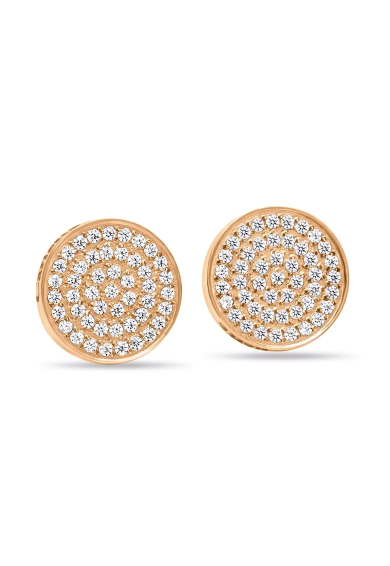 Cercei din otel inoxidabil hipoalergenic decorati cu pietre zirconia, placati cu aur 14k Irresistible