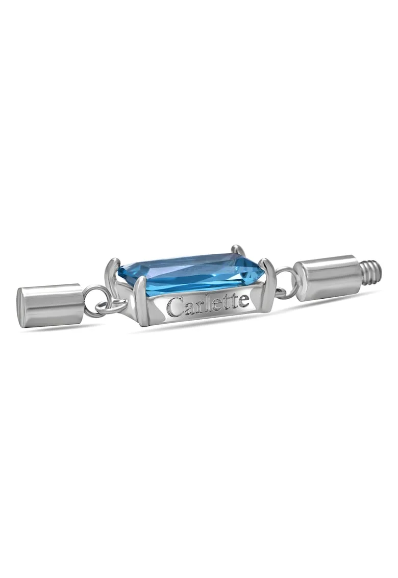 Talisman din otel inoxidabil hipoalergenic cu piatra zirconia, placat cu rodiu Stunning Blue