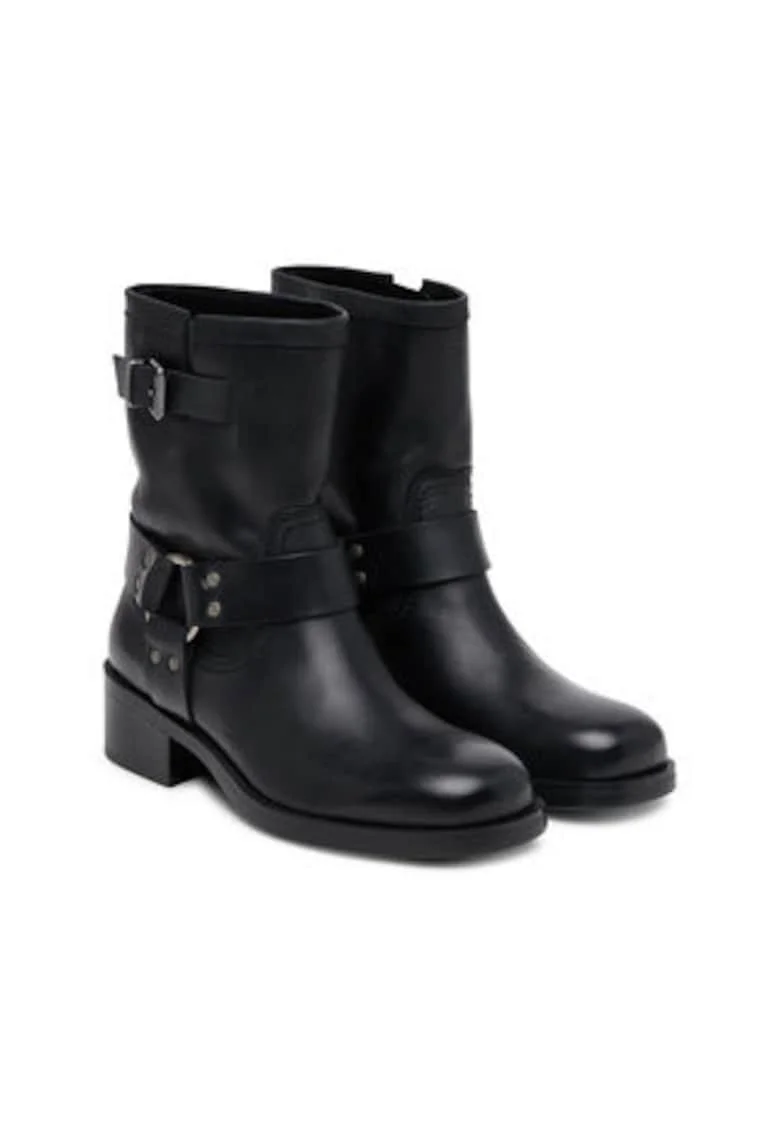 Botine dama 305437495,  Piele naturala, Negru, Negru