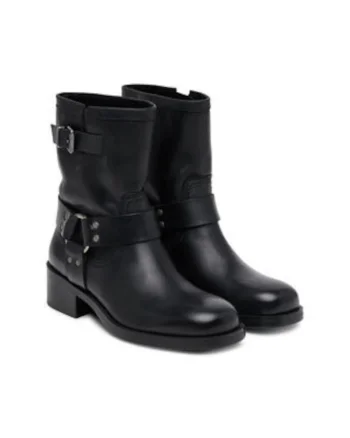 Botine dama 305437495,  Piele naturala, Negru, Negru