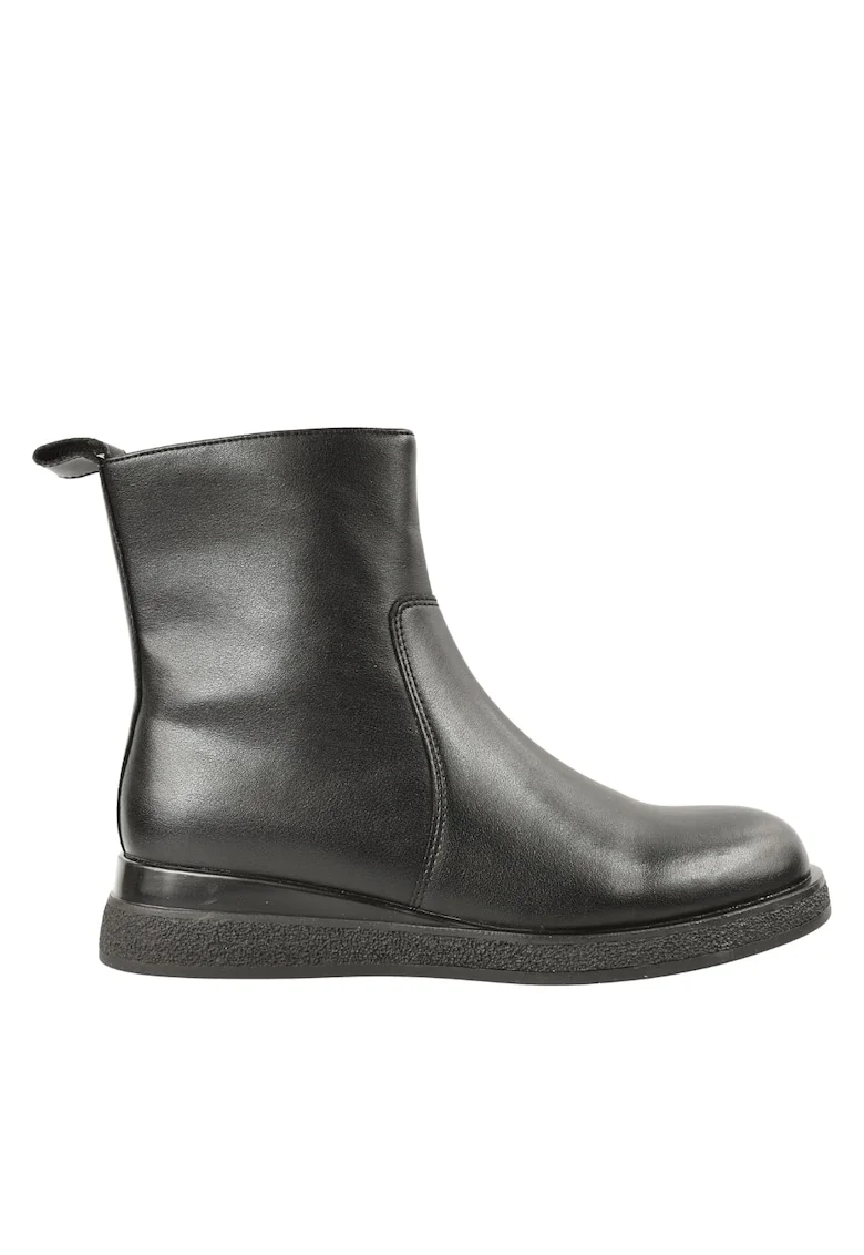 Ghete casual, dama,  DL70036 negru, piele naturala, Negru
