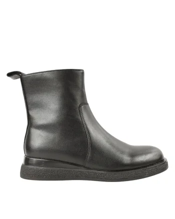 Ghete casual, dama,  DL70036 negru, piele naturala, Negru