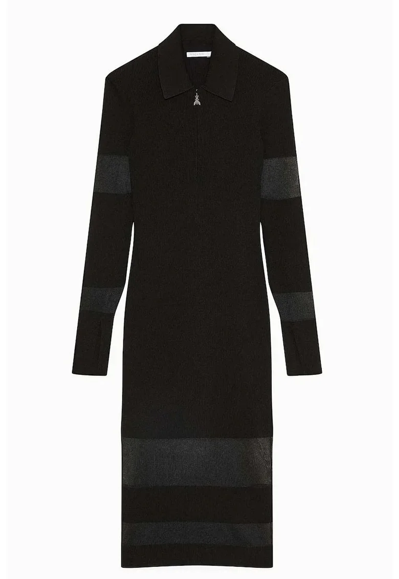 Rochie midi cu segmente transparente, Negru