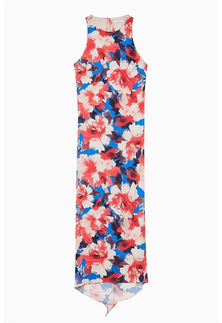 Rochie midi cu model floral, Roz