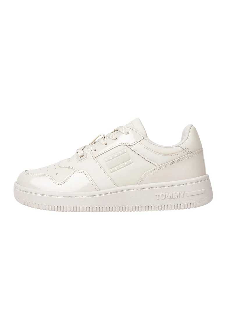 Pantofi sport din piele cu perforatii, Maro nisip