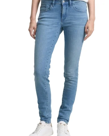 Blugi skinny cu talie medie, Albastru deschis