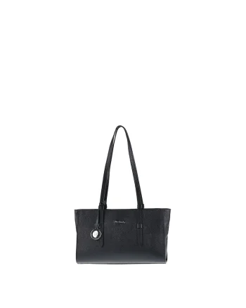 Geanta tote de piele Valeria, Negru
