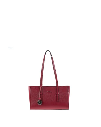 Geanta tote de piele Valeria, Rosu
