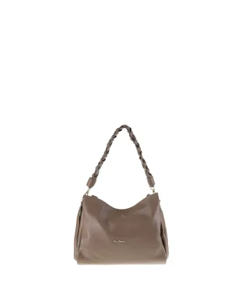 Geanta de piele cu bareta de umar Aurelia Elite, Maro taupe