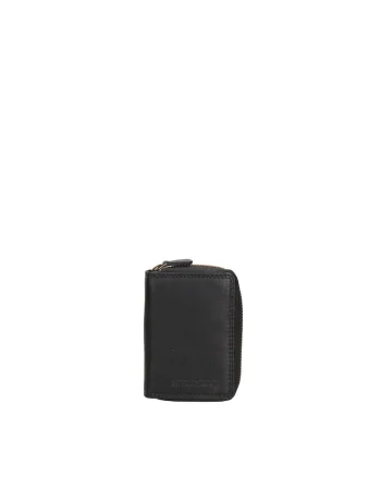 Portofel din piele cu fermoar, Negru