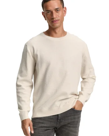 Pulover slim-fit din amestec de bumbac organic, Bej deschis